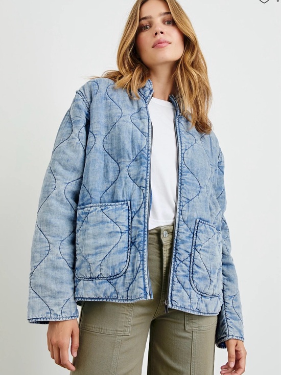 Rails Jackets & Blazers - Rails Light Wash Quilted Denim Denver Jacket in Blue